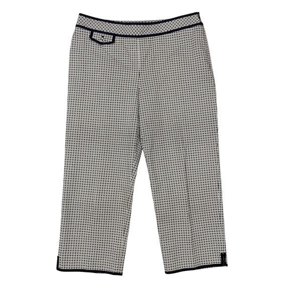 Talbots Pants - Talbots Geometric Square Print Stretch Cropped Dress Pants Womens 10 Black Ivory